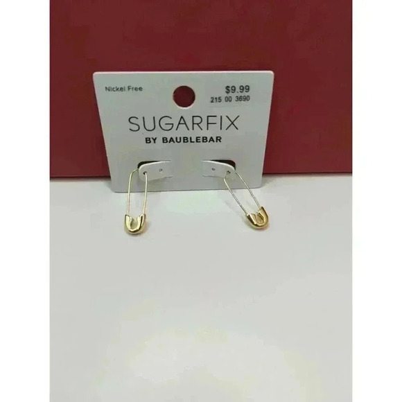 NEW SUGARFIX BY BAUBLEBAR GOLD SAFETY PIN DROP NICKEL FREE WOMENS EARRINGS - Picture 1 of 4